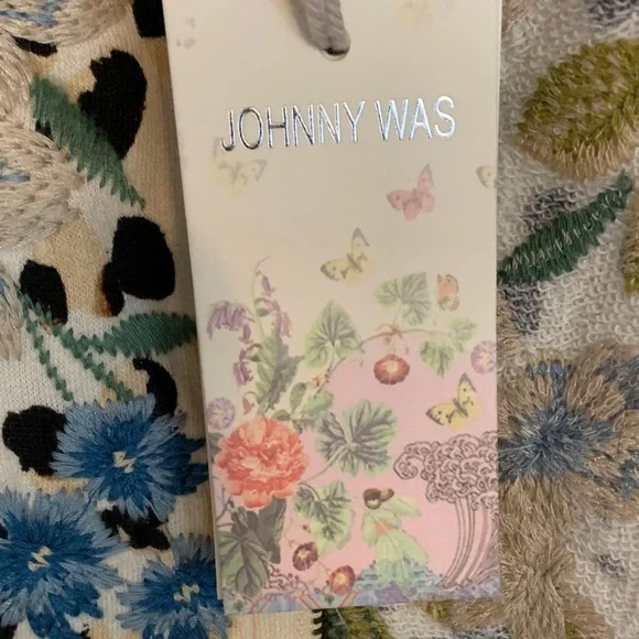 Johnny Was Floral Embroidered Cream Bomber Jacket - Picture 13 of 13